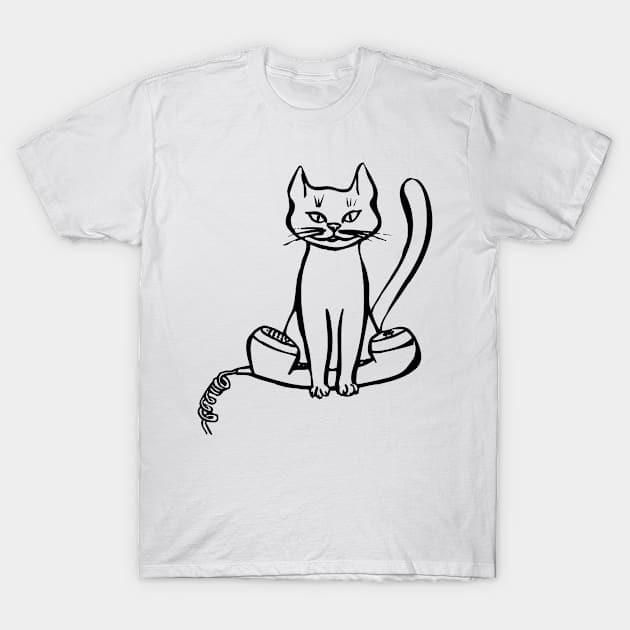 Cat On the Phone - Cute Animal T-Shirt by EugeneFeato